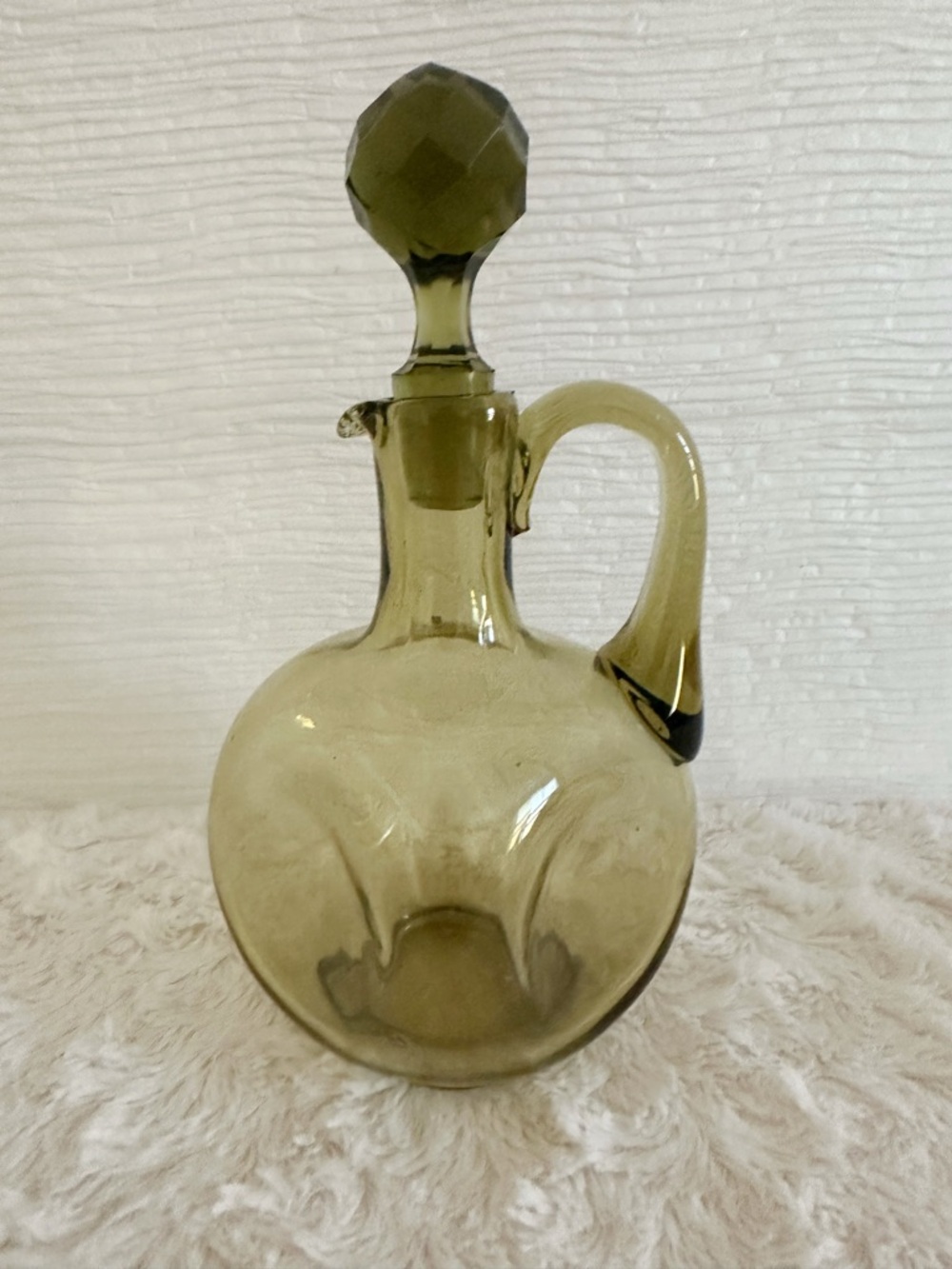 Vintage Green Glass Decanter